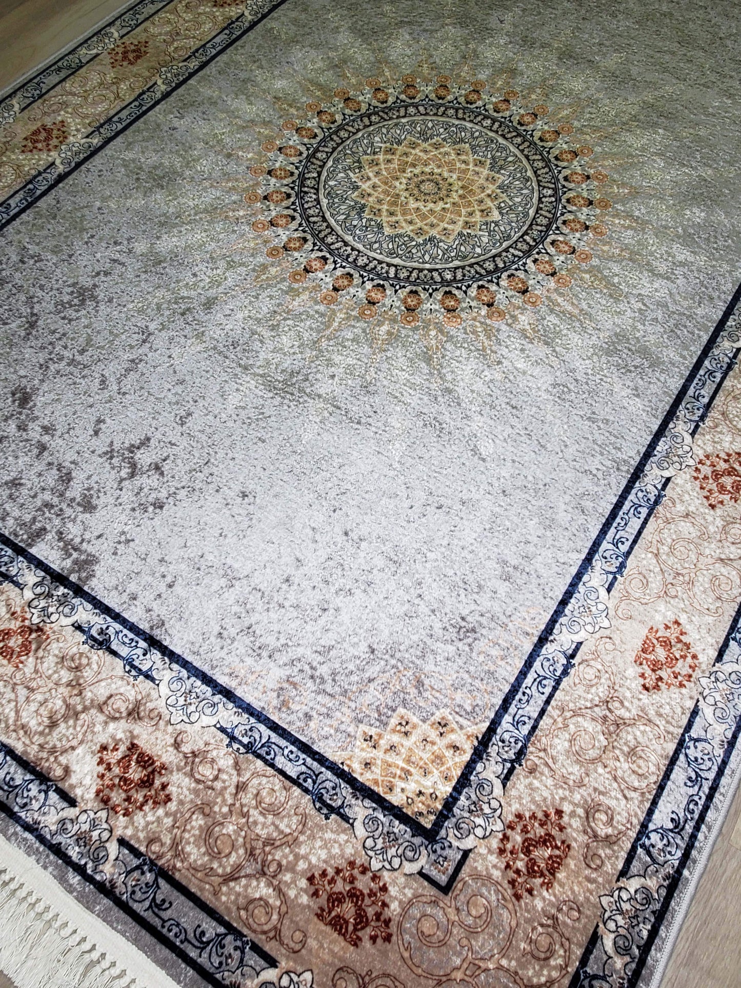 Albion Flatweave Grey Sunburst Area Rug