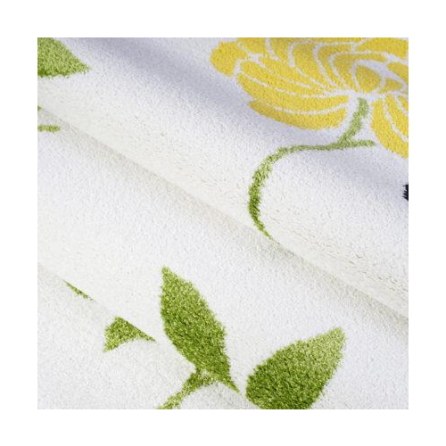 Cream and Green Made in Europe Colourful Flowers Area Rug Carpet