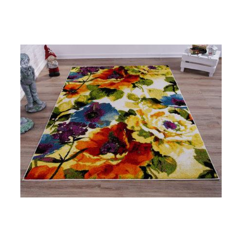 Contemporary Painting Flowers Style Made by Machine Area Rug Carpet in Multicolor