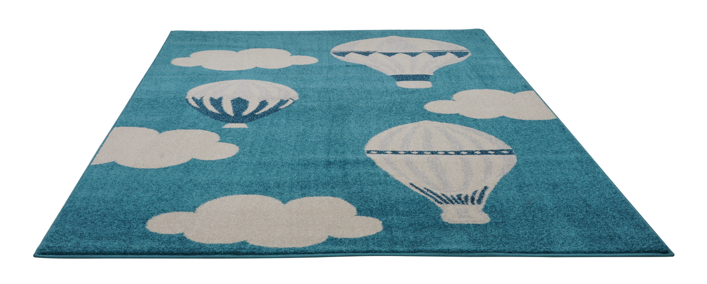 Parachute White Turquoise Kids Area Rug