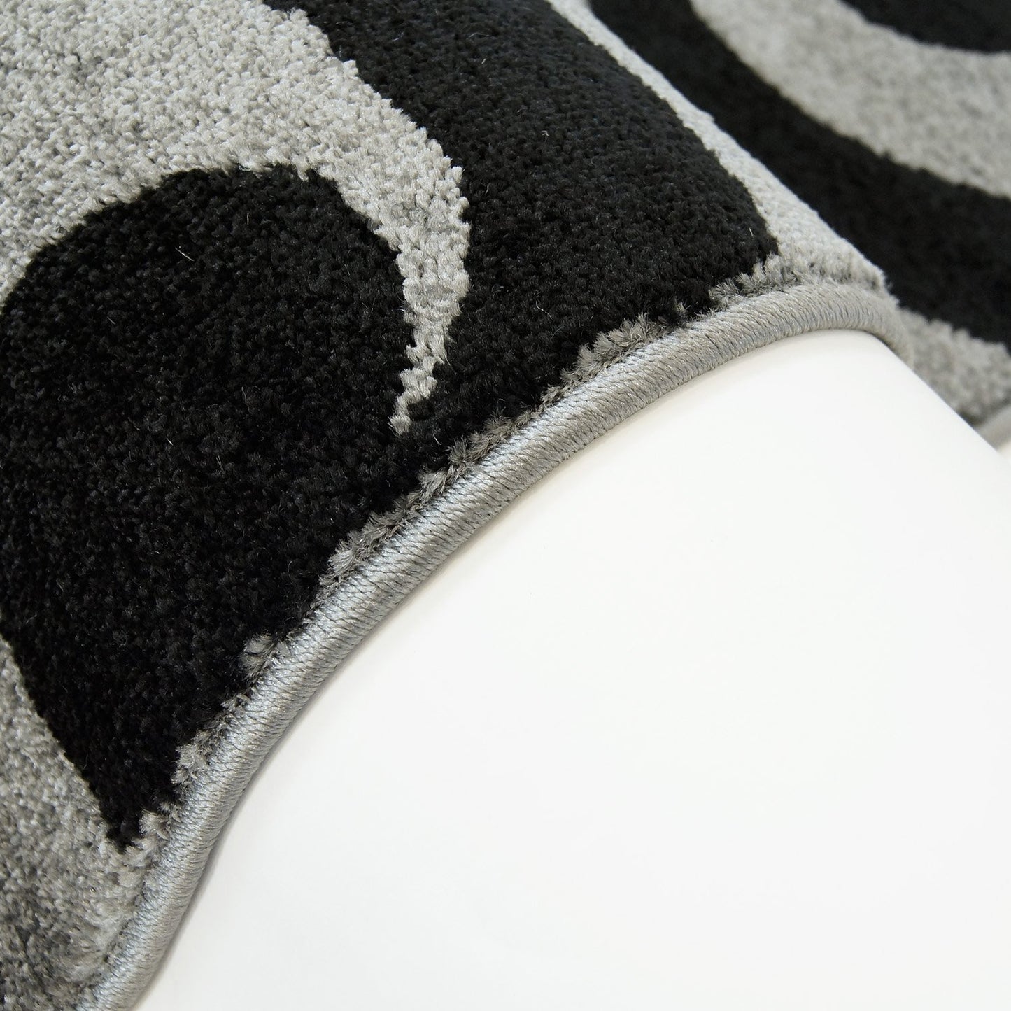 Grey Black Flower Area Rug -