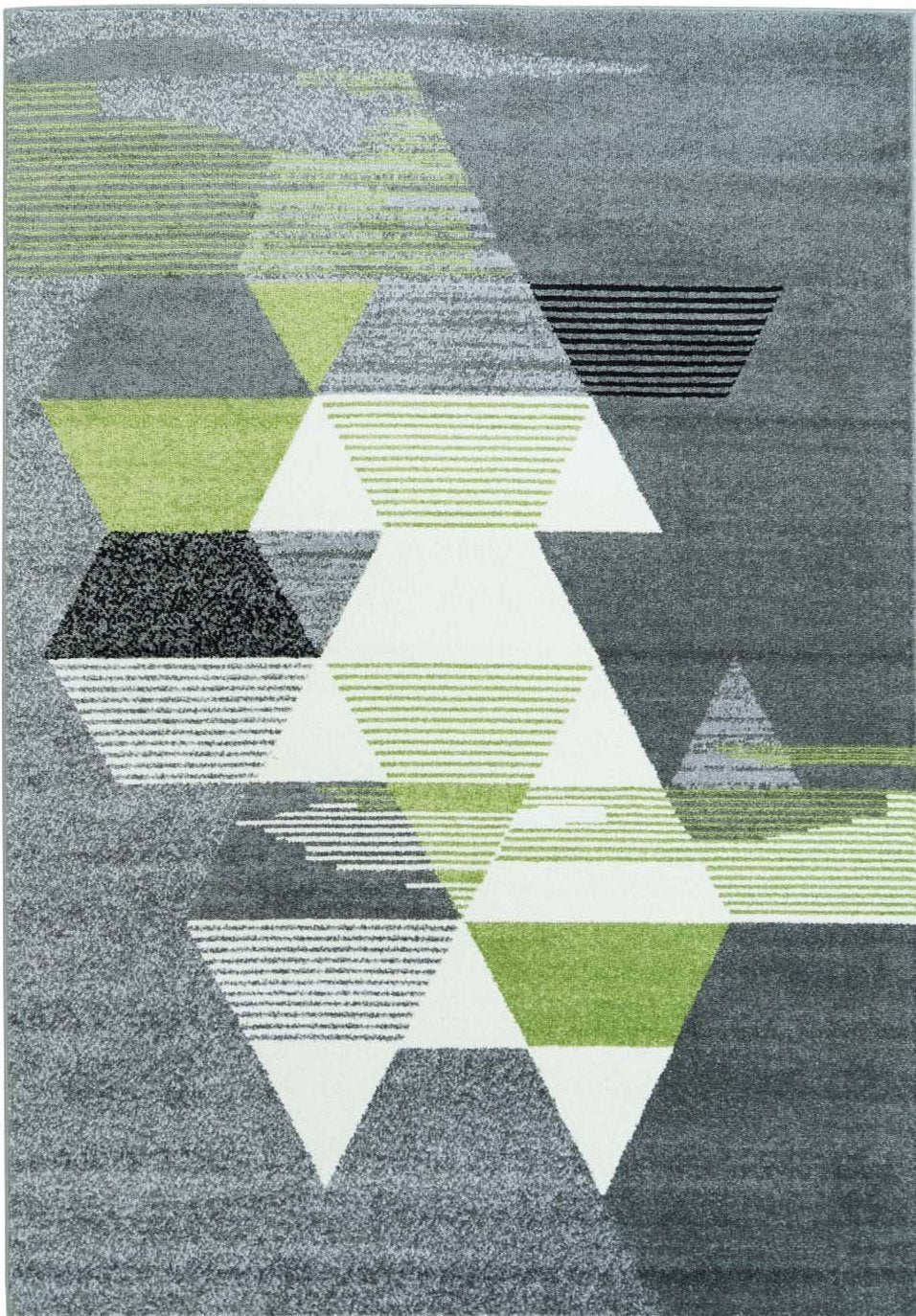 Grey Green Triangles Area Rug -