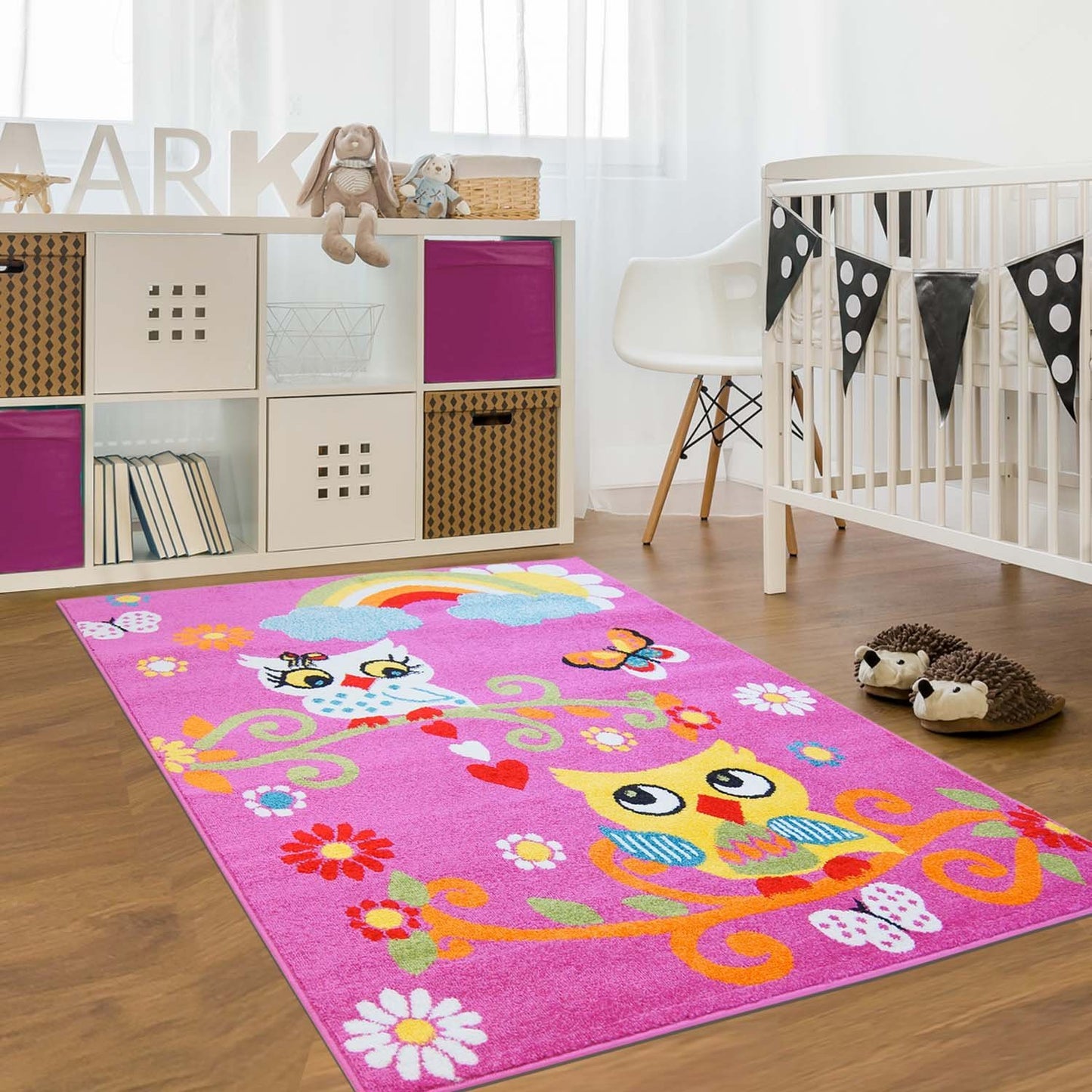 Kids Owl Pink Area Rug -