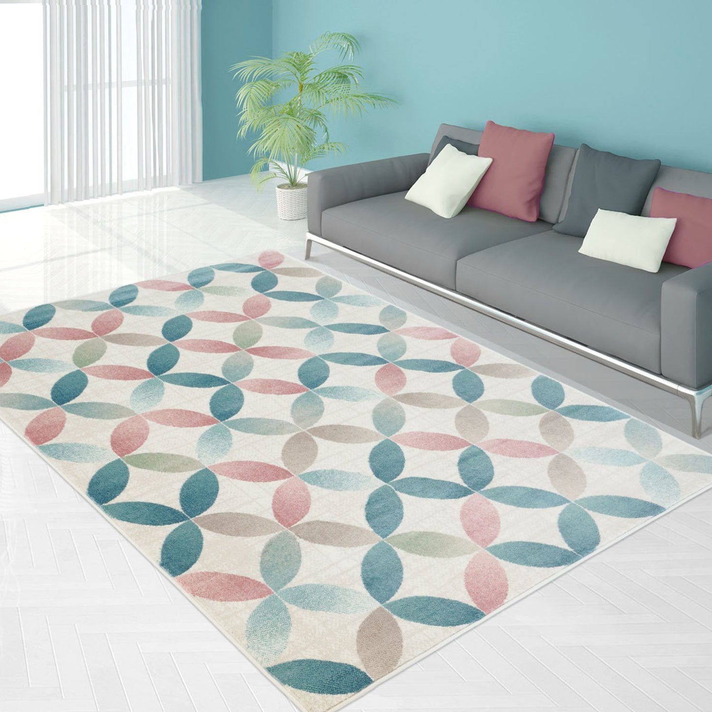 Sezen Multi Color Geometric Area Rug -