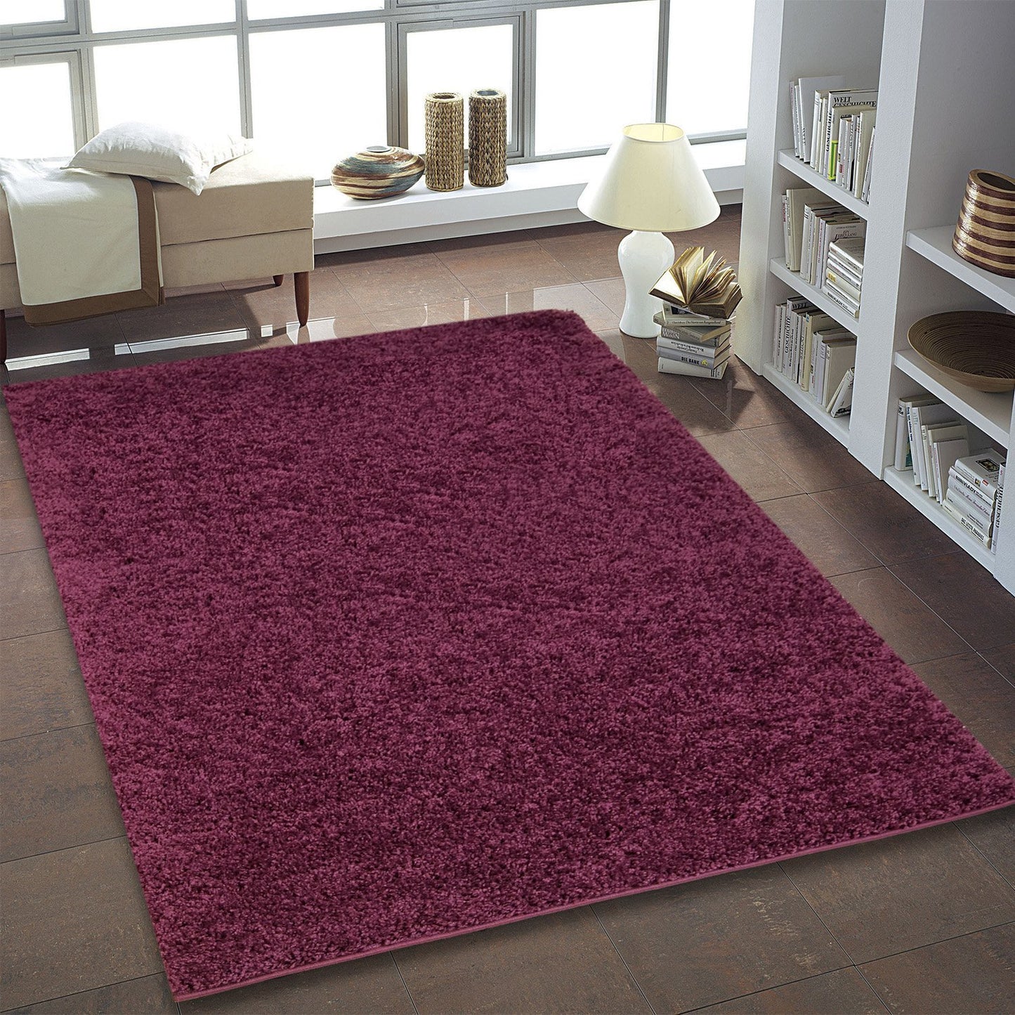 Shaggy Plum Area Rug -