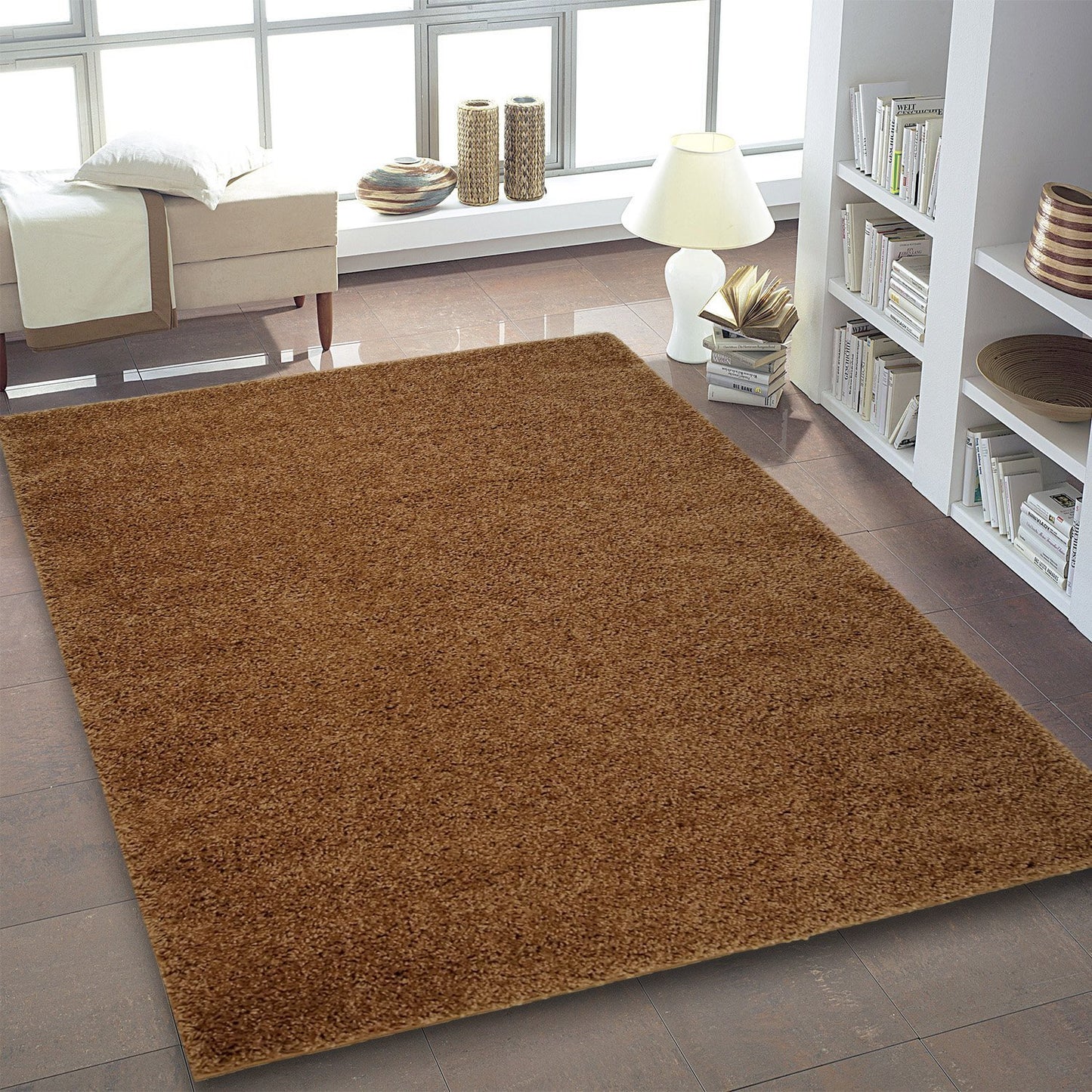 Shaggy Light Mocha Brown Area Rug -