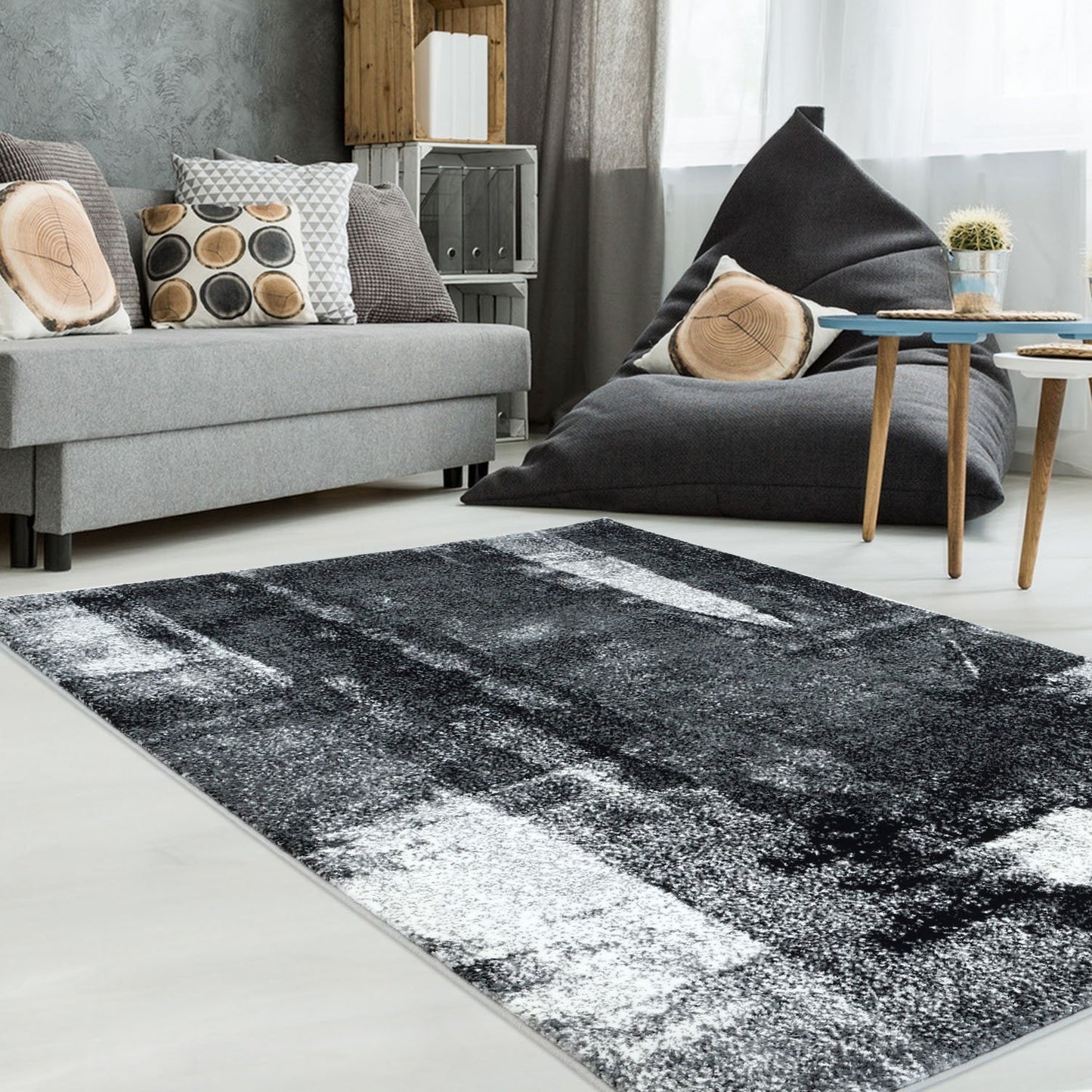 Unigue Black Area Rug -