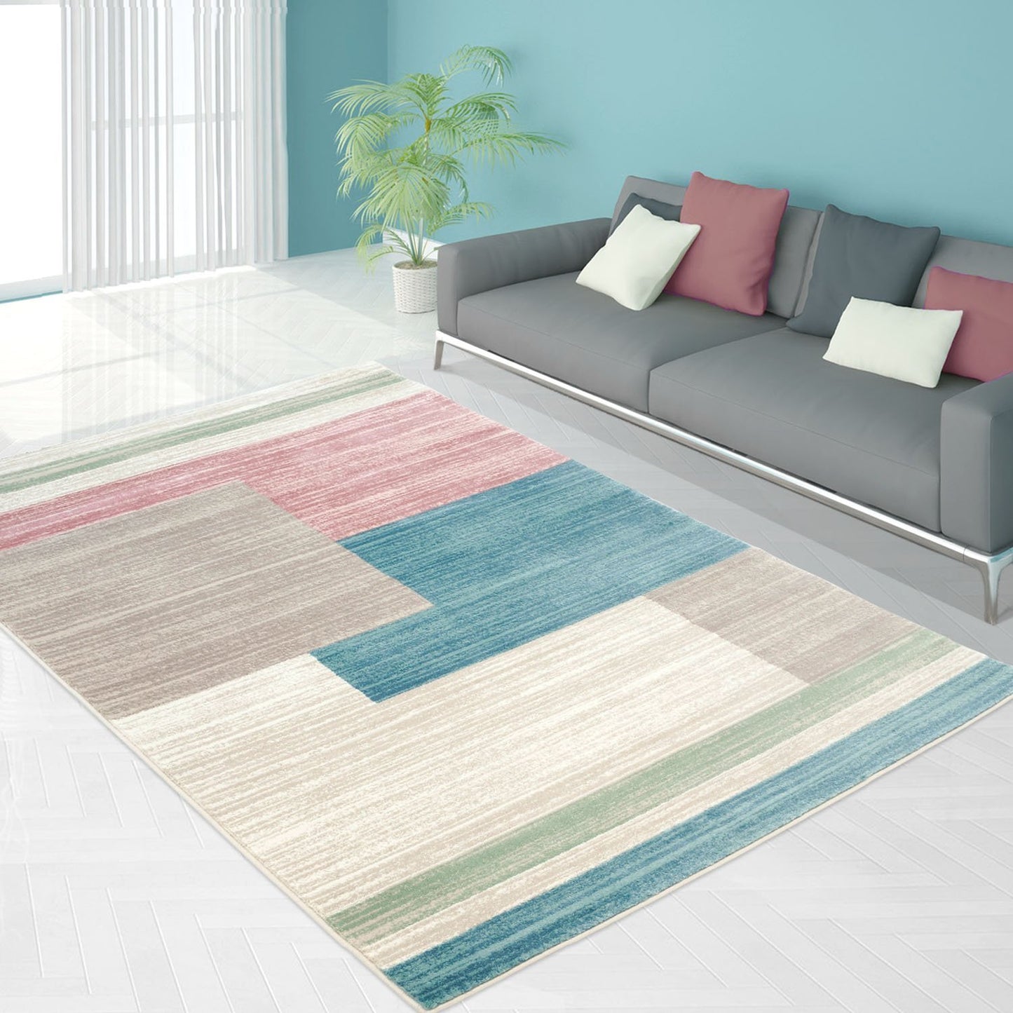 Vintage Multi color Pastel Area Rug -