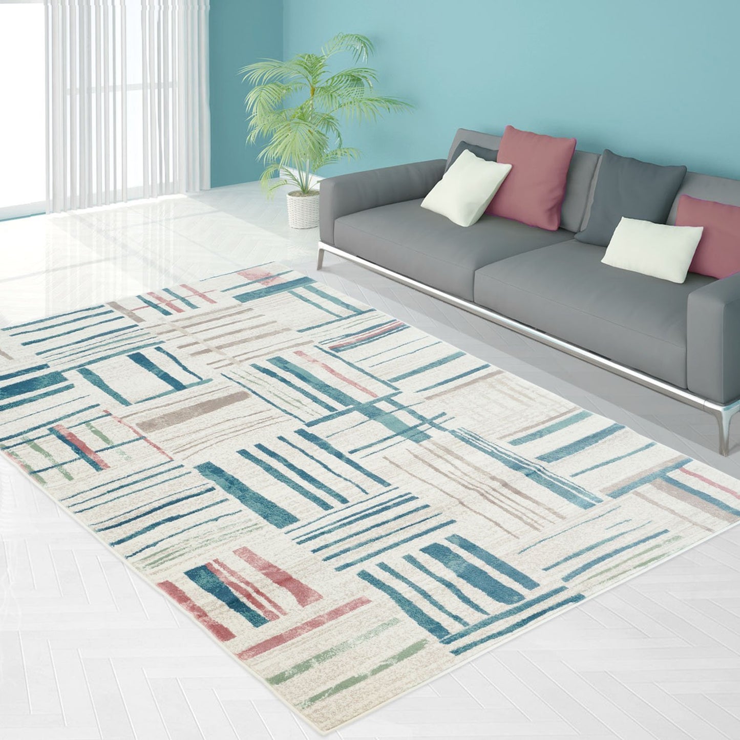Multicolor Vintage Style Area Rug -