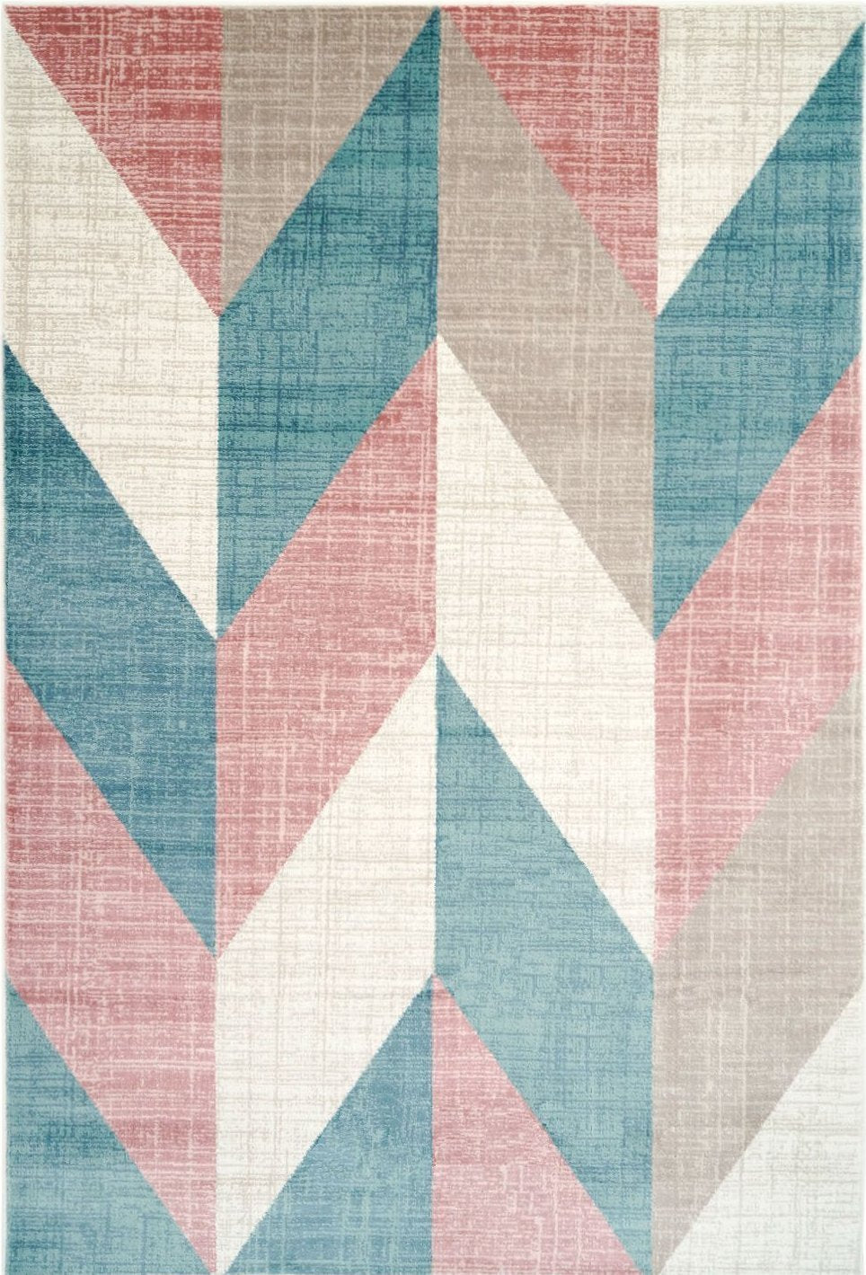 Vintage Chevron Teal Pink Area Rug -