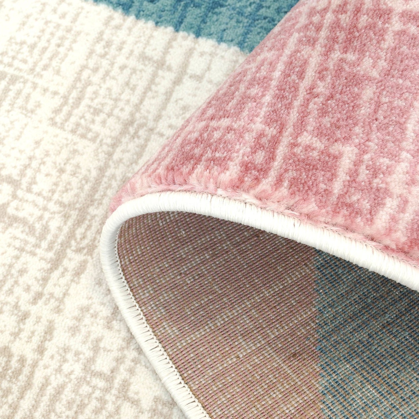 Vintage Chevron Teal Pink Area Rug -