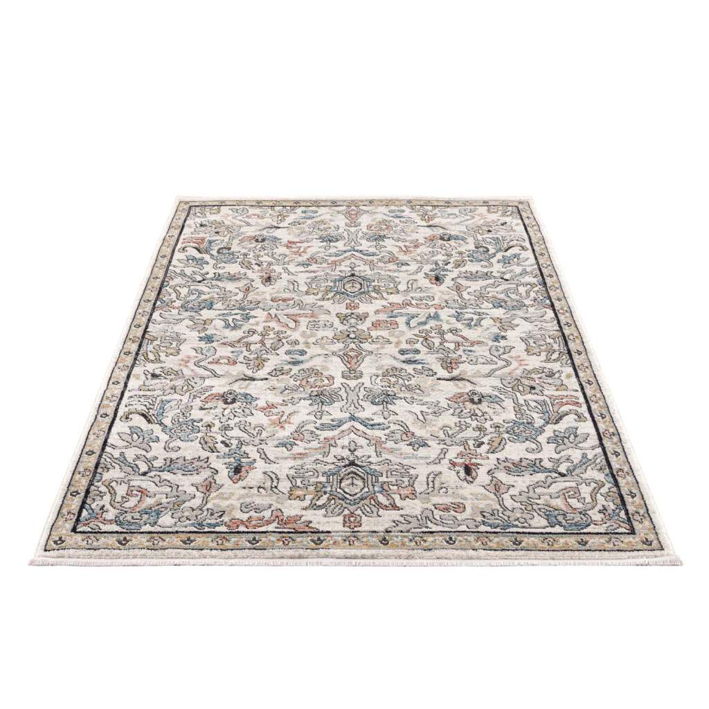 La Dole Rugs Traditional Persian Oriental Paisly Ivory Grey Teal Turquoise Red Orange Area Rug