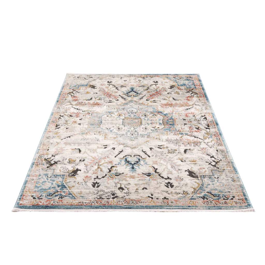 La Dole Rugs Traditional Persian Oriental Distressed Teal Turquoise Ivory Grey Red Orange Area Rug