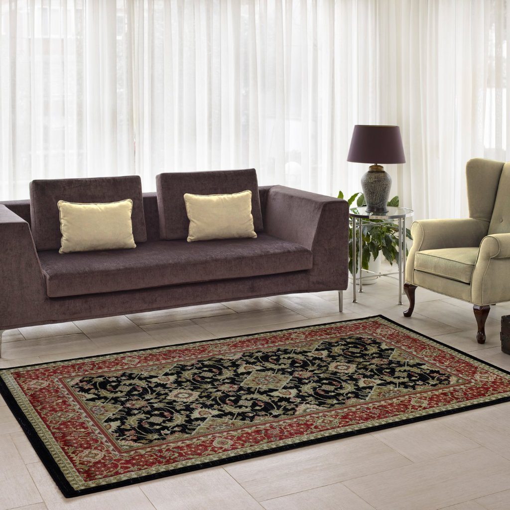 Terra Traditional Currant Red Black Area Rug - 
