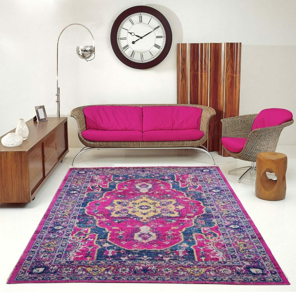 Timeless Collection Beverly Pink Purple Traditional Indoor Outdoor Polypropylene Runner Area Rug Carpet