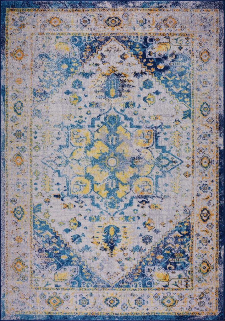 Modena Traditional Design Turkish Machine Made Beautiful Indoor Mat Carpet in Blue Multicolor, 2x3 (1'10" x 2'11", 57cm x 90cm), 2x3 (1'10" x 2'11", 57cm x 90cm), Blue Multi