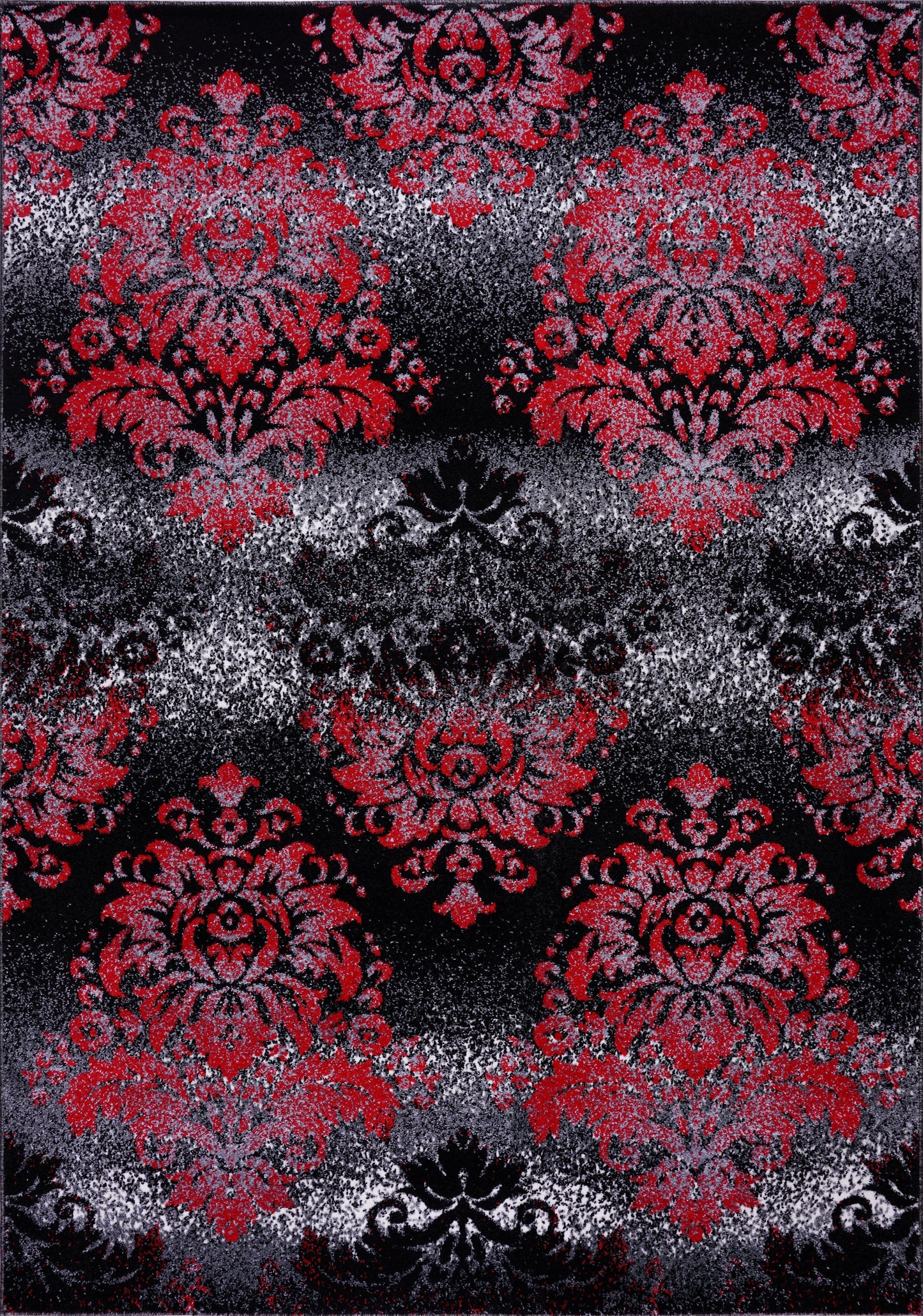 Milan Red Black Damask Area Rug