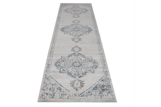 Miranda Persian Traditional Ivory Blue Area Rug Runner