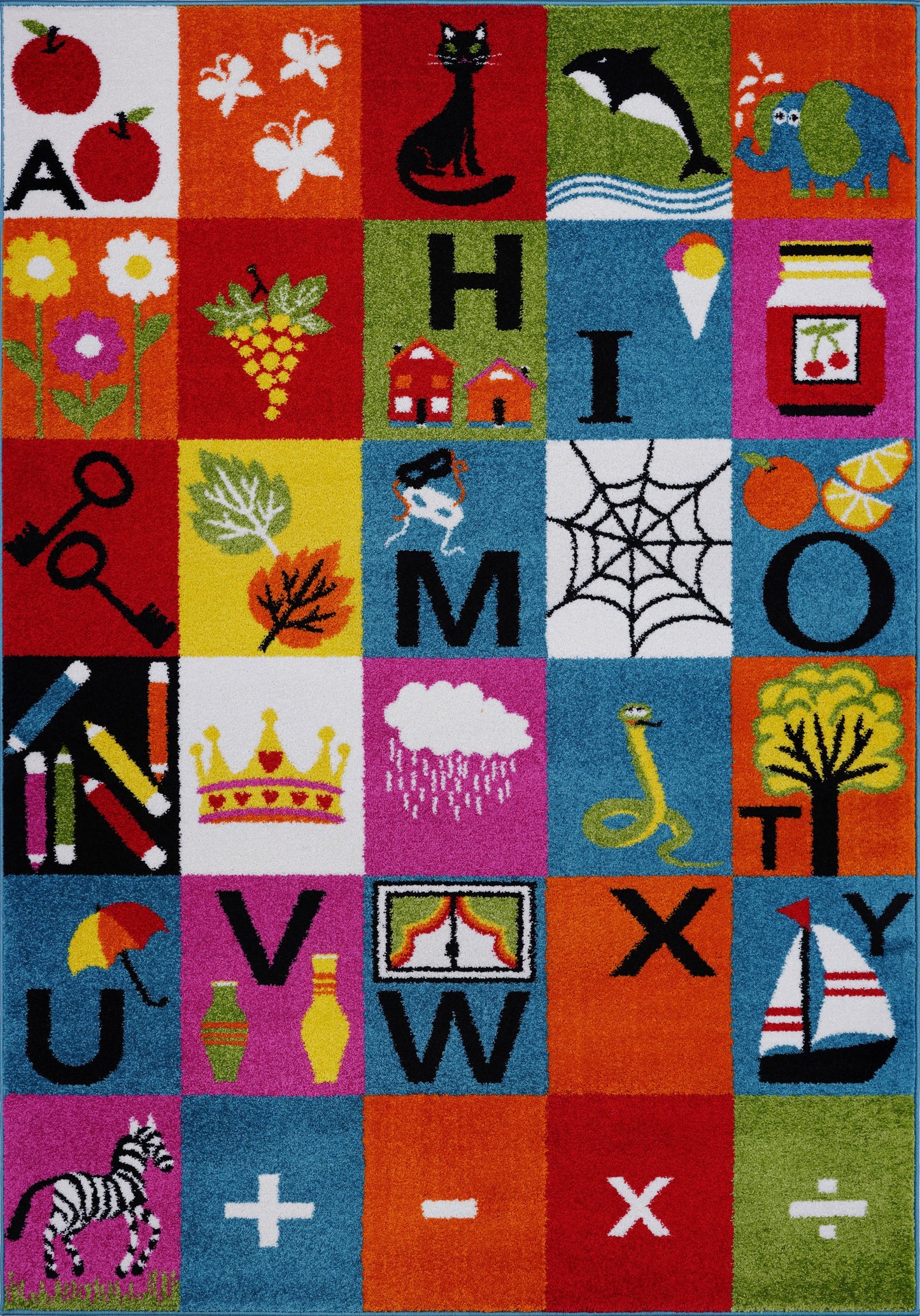 Alphabets Theme Adorable Soft Comfortable Area Rug Carpet in Multicolor, 5x7 (5'3" x 7'4", 160cm x 225cm), 5'3" x 7'4" (160cm x 225cm), Multicolor
