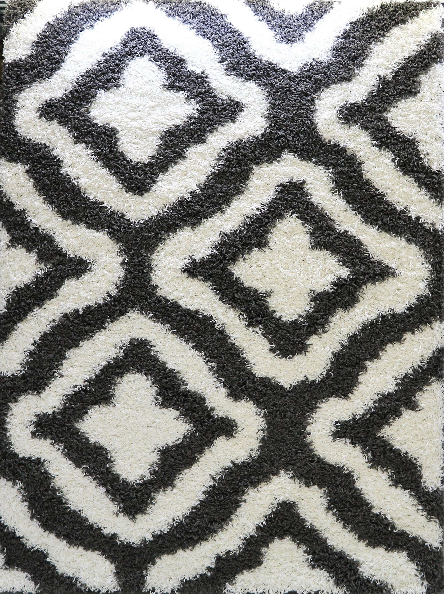 Stylish Shaggy Comfortable Elegant Carpet Area Rug in Dark Grey-White, 5x8