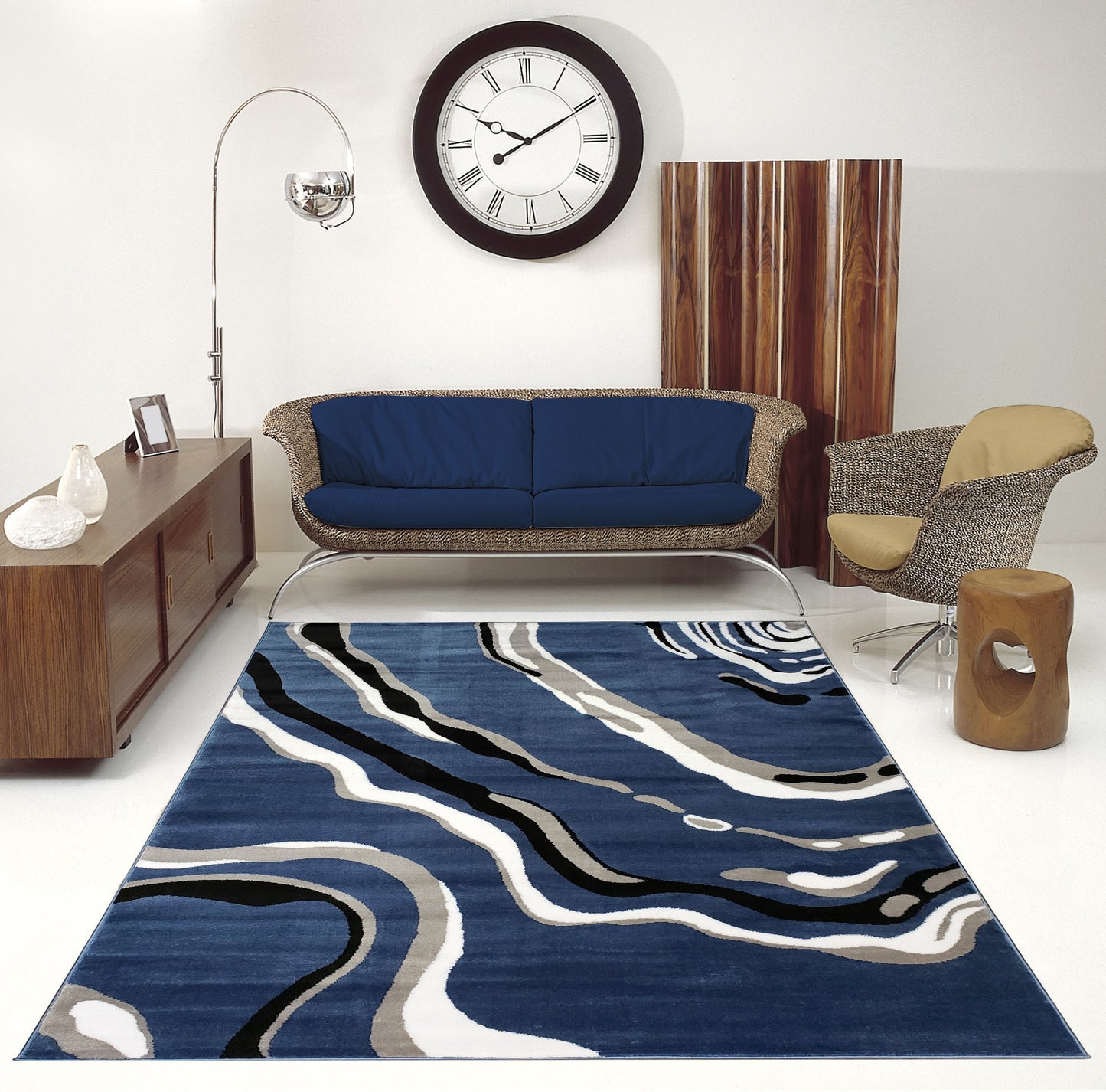 Calvin Blue Gray Abstract Area Rug