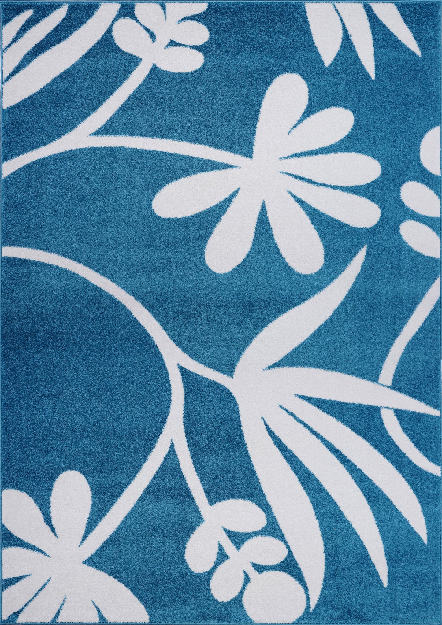 Botanical Style Simple and Creative Indoor Area Rug Carpet in Blue and Cream