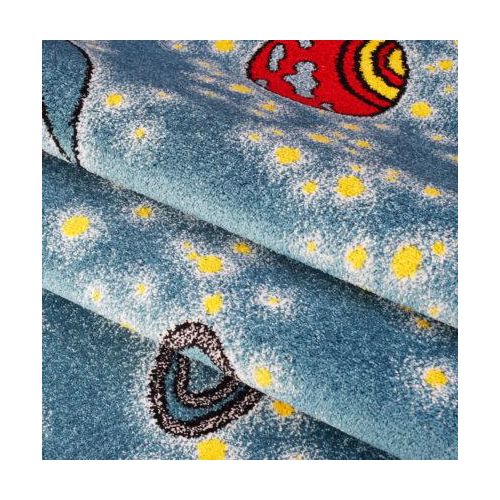 Universe Theme Innovative Indoor Kids Area Rug Carpet in Blue and Yellow