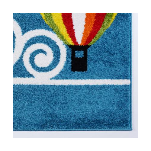 Hot Air Balloon and Sky Design European Durable Kids Area Rug Carpet in Blue, 5x7 (5'3" x 7'4", 160cm x 225cm), 5'3" x 7'4" (160cm x 225cm), Blue