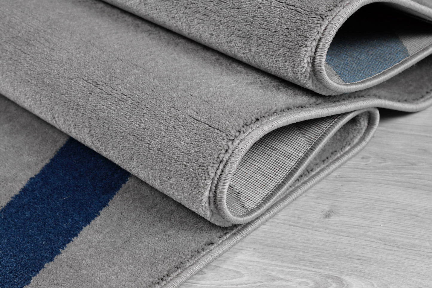 Beautiful Soft Turkish Gray Blue Contemporary Spriral Small Runner Carpet, 3x5