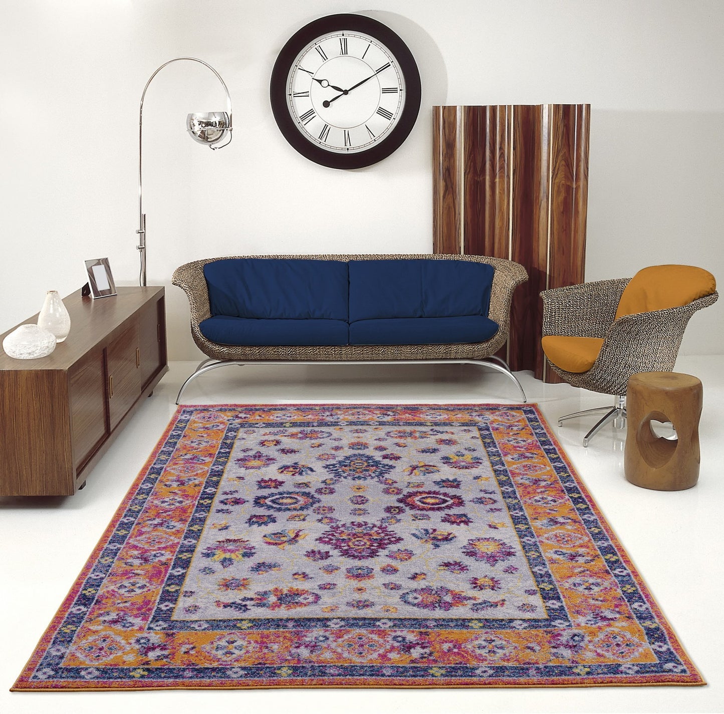 Topaz Traditional Design Innovative Comfortable European Mat Carpet in Orange Pink