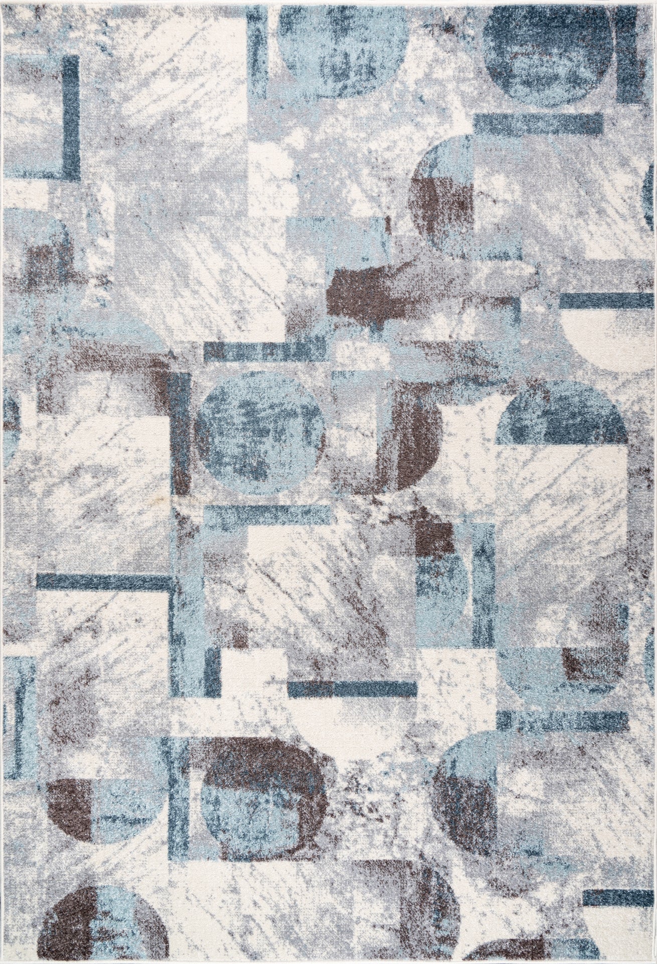 LaDole Rugs Abstract Rustic Modern Contemporary Area Rug - Premium Durable Carpet for Living Room, Bedroom, Office, Entrance, and Hallway - Blue, Brown, and Ivory