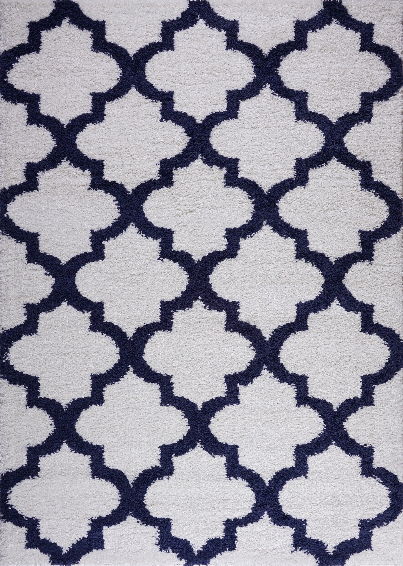 Grant Shaggy Abstract Polypropylene Small Mat Doormat Rug in Dark Blue White