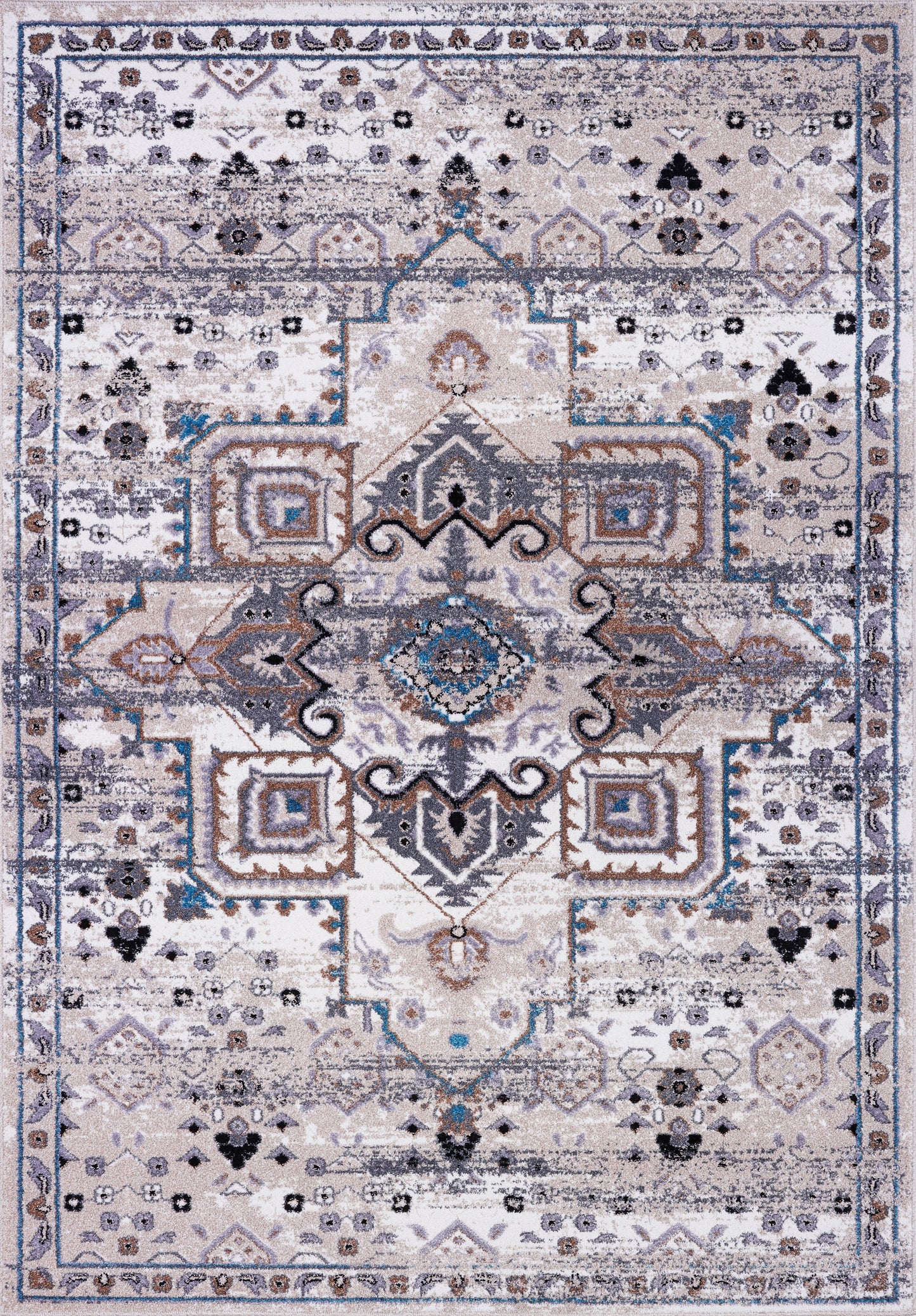 Lyon Traditional Beige Cream Area Rug