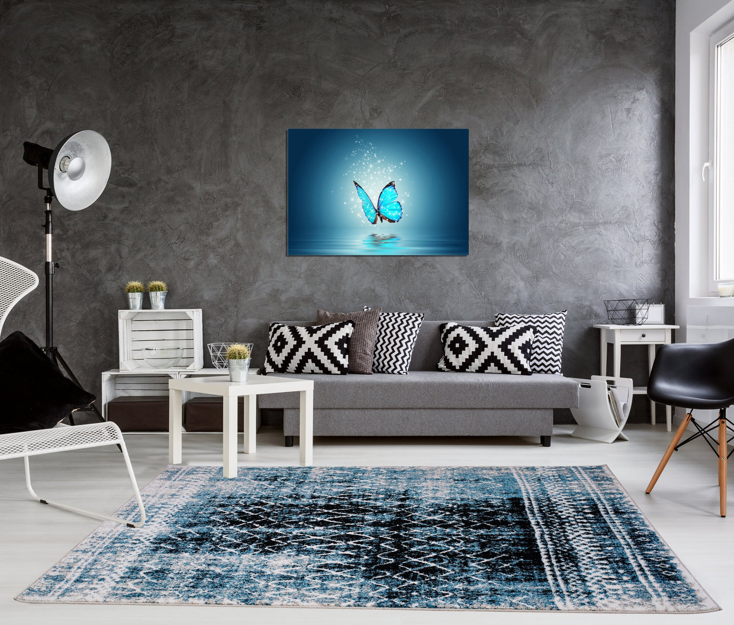 Verona Turquoise Black Diamond Pattern Area Rug