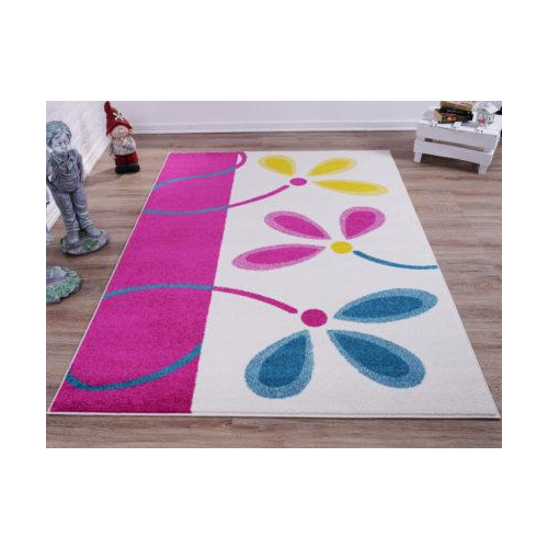 Turkish Floral Pattern Soft Stylish Machine Made Kids Area Rug Carpet in Cream and Red