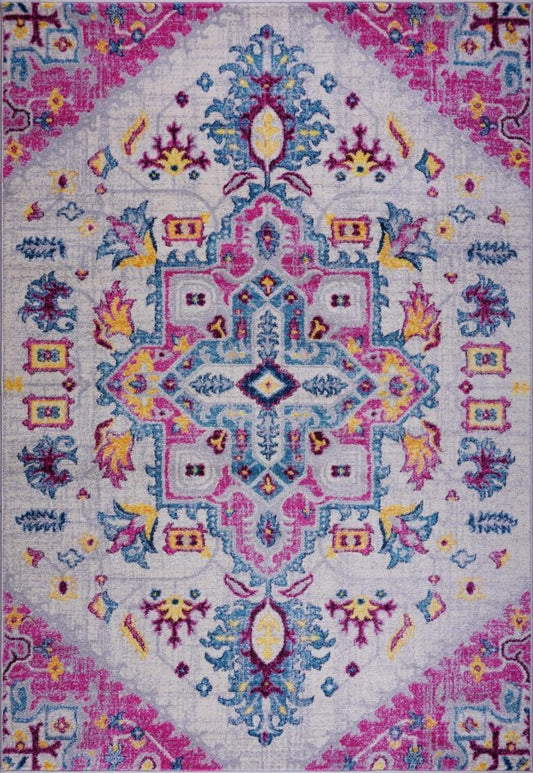 Shareen Traditional Design Soft Sustainable Mat Carpet in Pink Multicolor