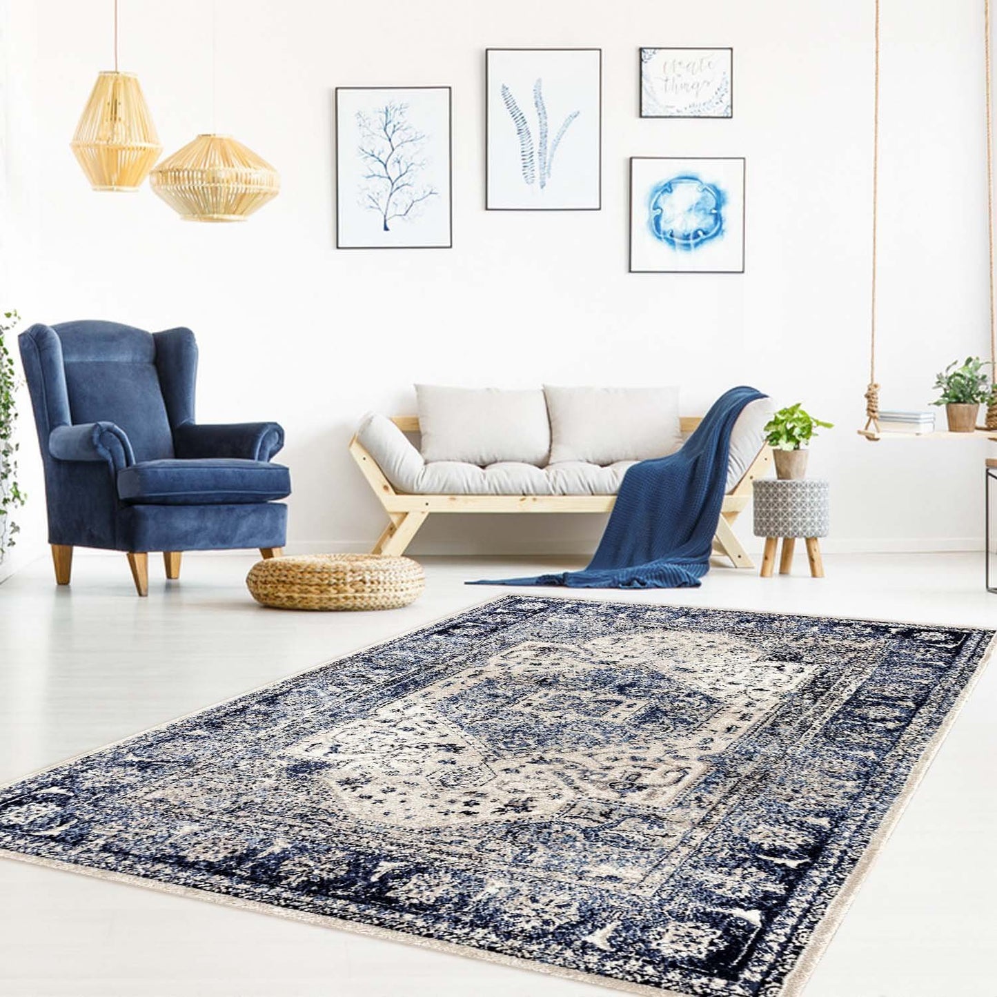 Evoke Navy Ivory Vintage Area Rug