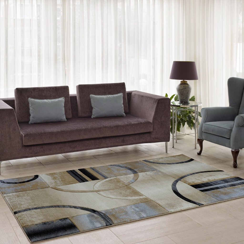 Adonis Beige Grey Geometric Area Rug - 