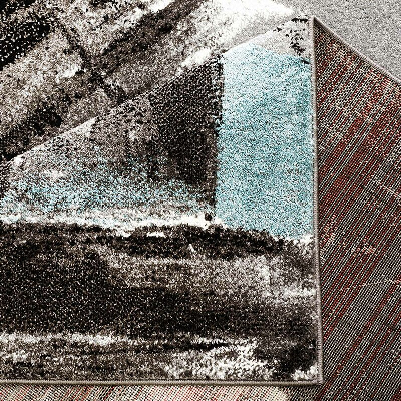 Blue and Black Abstract Modern Area rug