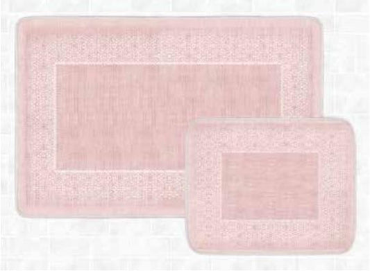 Pink Self Design Bath Mat Set
