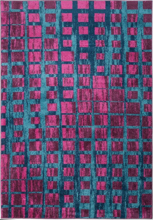 Grand Square Pink Turquoise Area Rug