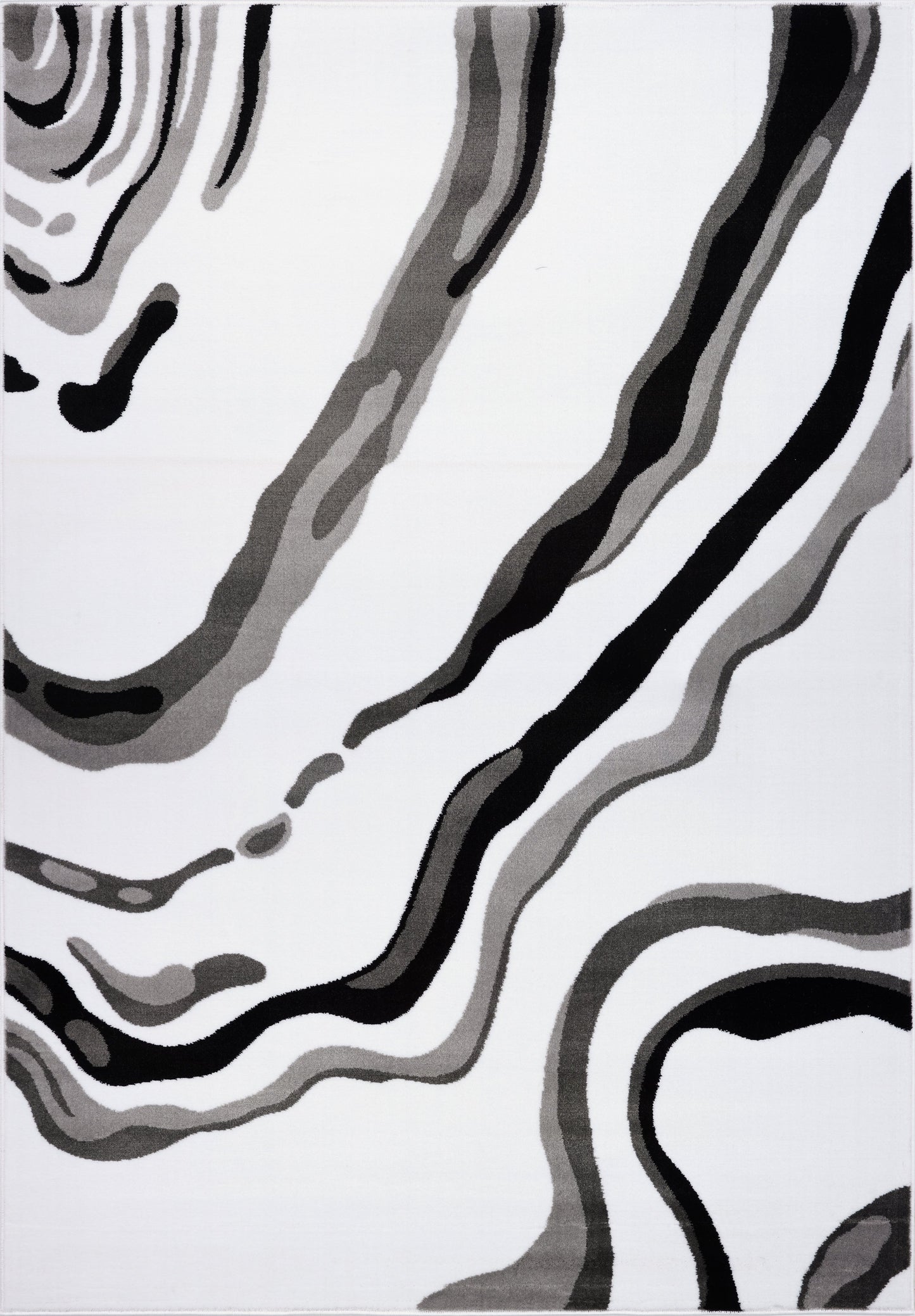 Calvin White Black Abstract Area Rug