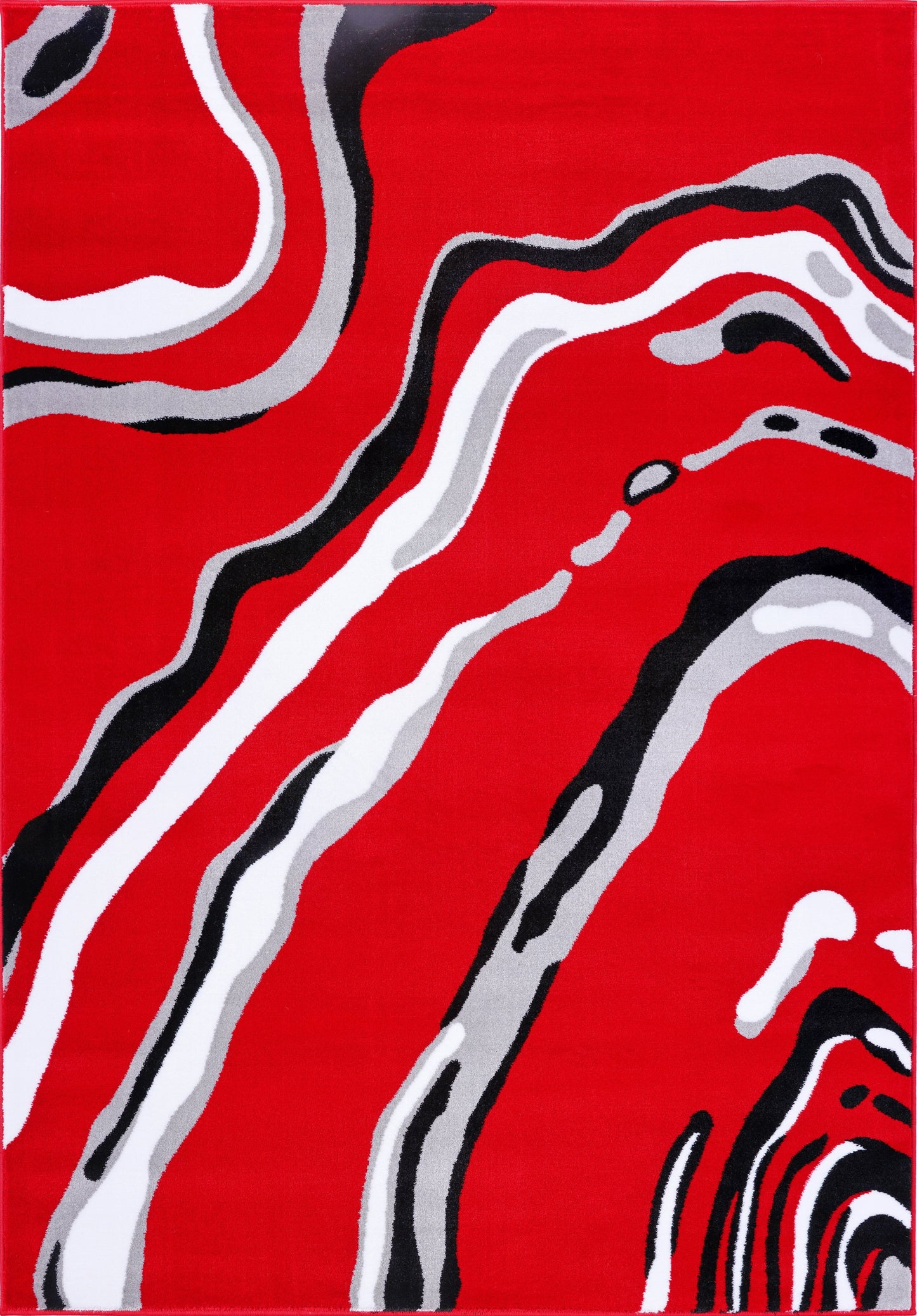 Calvin Red Black Abstract Area Rug