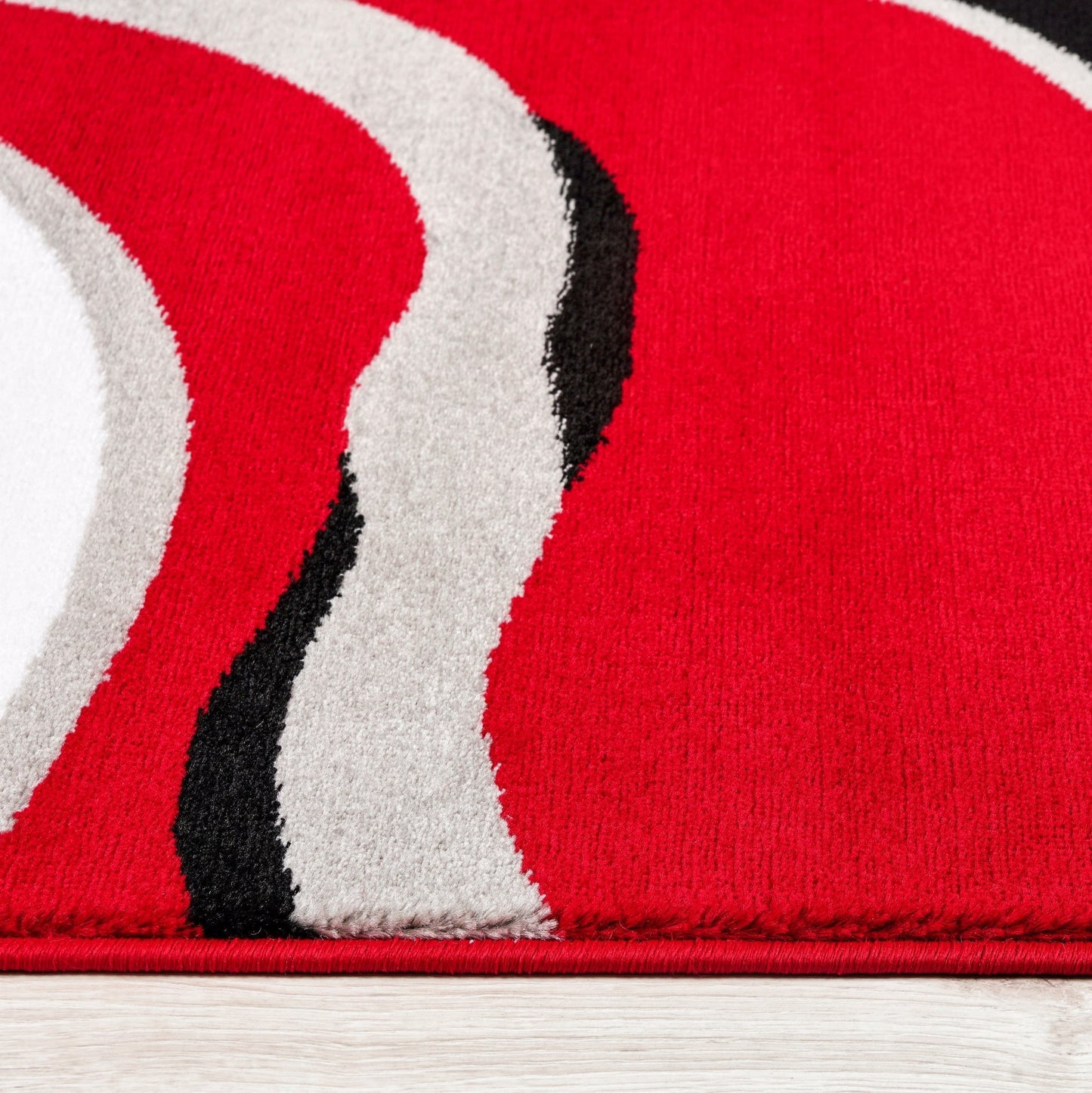 Calvin Red Black Abstract Area Rug