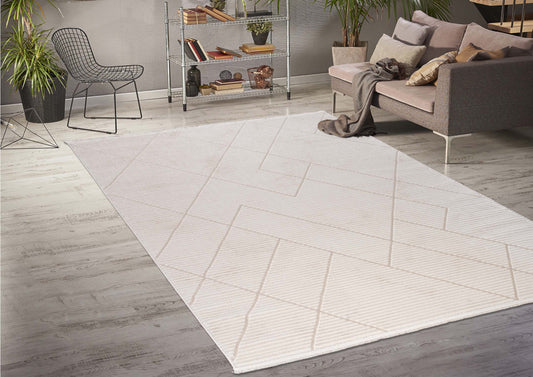 Ladole Rugs Geometric Pattern Home Decor Indoor Area Rug - Amazing Premium Carpet for Living Room, Bedroom, Dining Room, Kitchen, and Office - Cream
