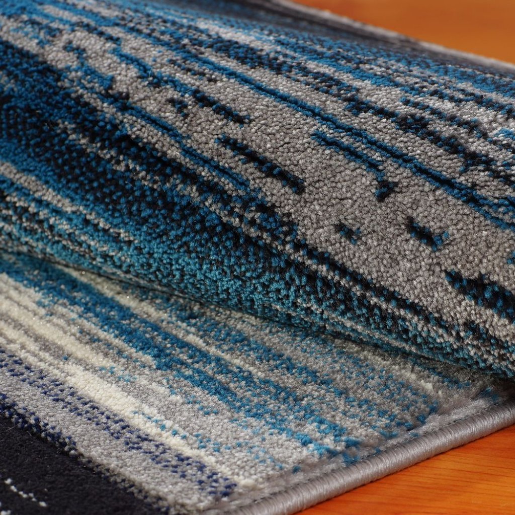 Copper Blue Grey Area Rug - 