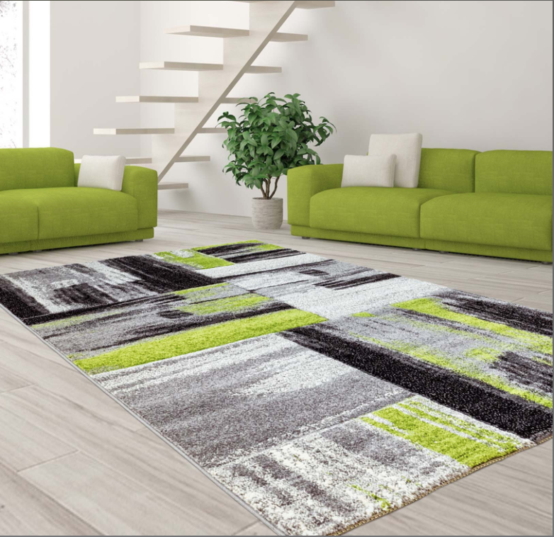 Copper Abstract Area Rug Grey Green - 