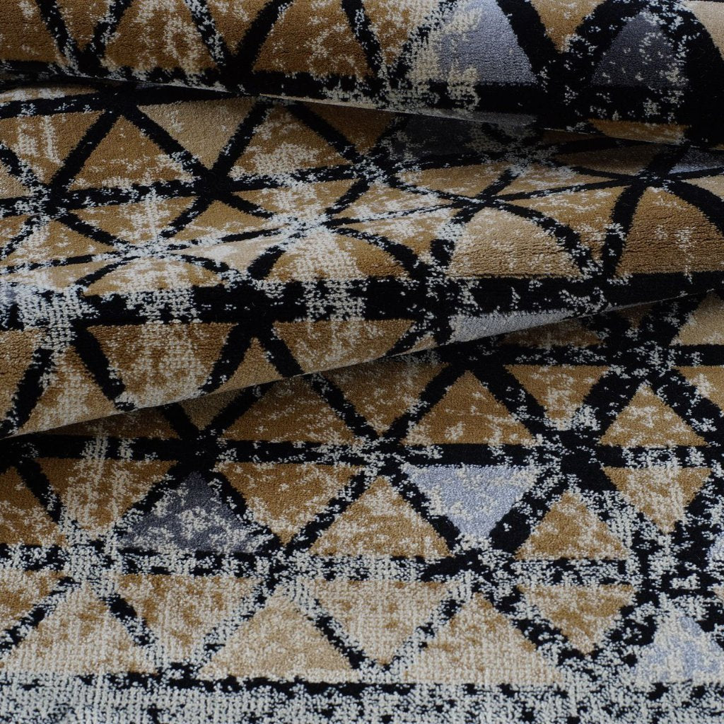Area Rug Gold Diamond Pattern Diamond Gold Triangle Pattern Area Rug, Gold Black Geometric Area Rug ...