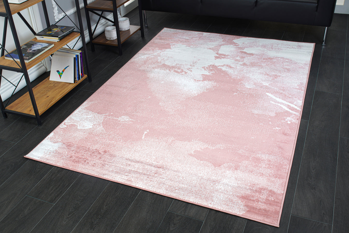 Pink Abstract Rustic Modern Marble Pattern Area Rug