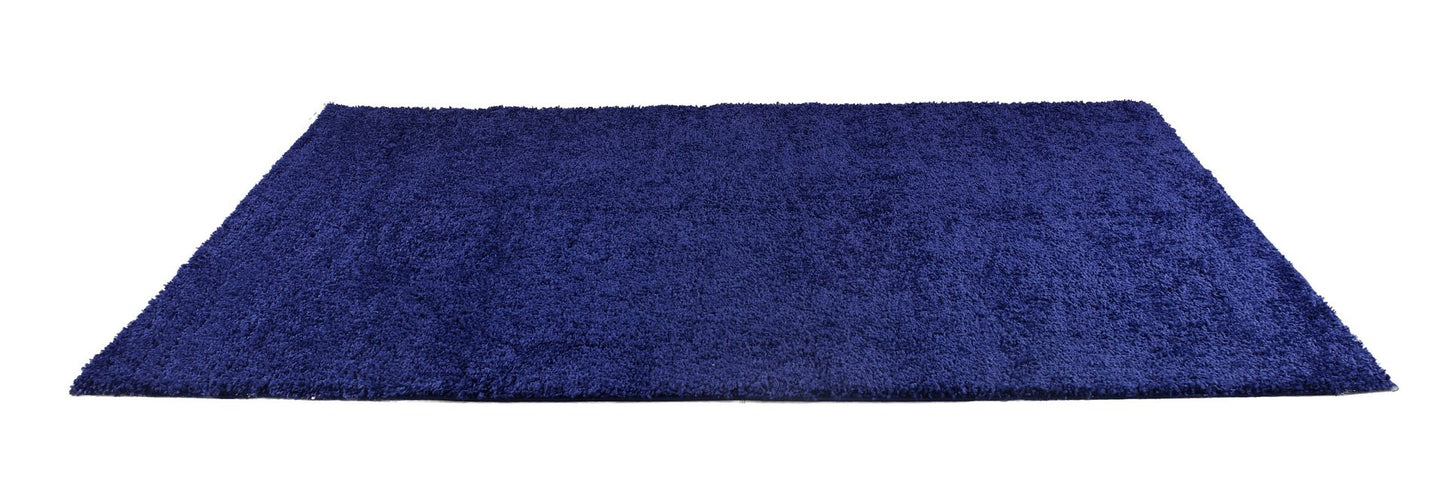 Solid Color Shaggy Meknes Durable Beautiful Turkish Rug in Navy Blue